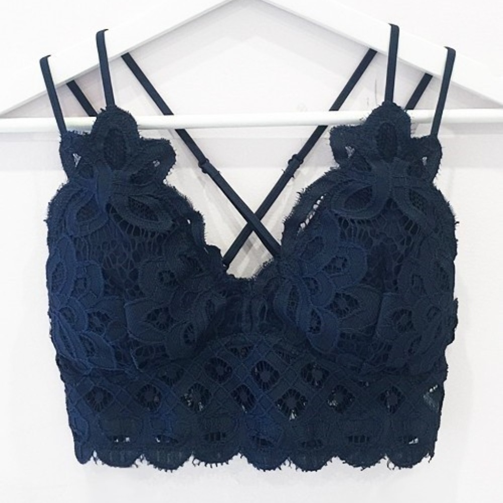 XOXO Scalloped Lace Bralete - Navy